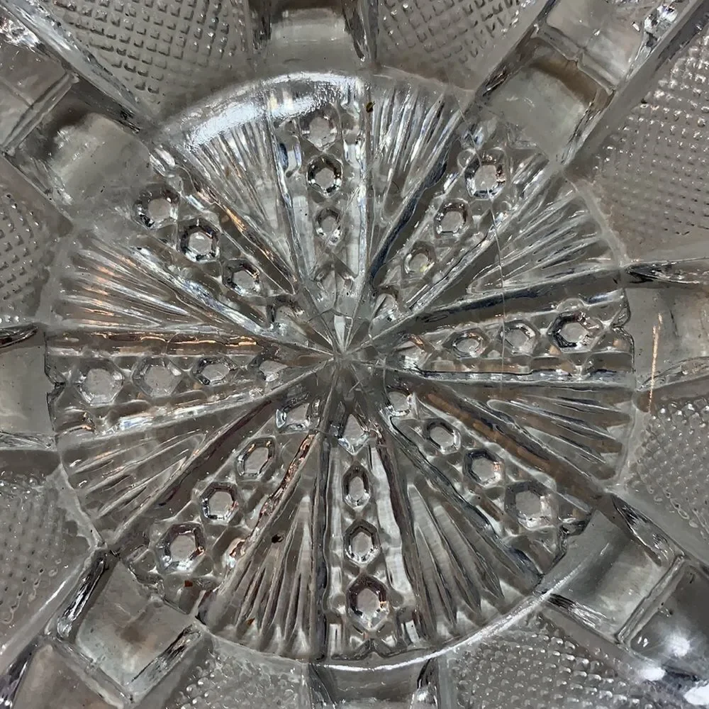 American Brilliant Period Vintage Scalloped Edge Cut Glass Crystal Serving Dish